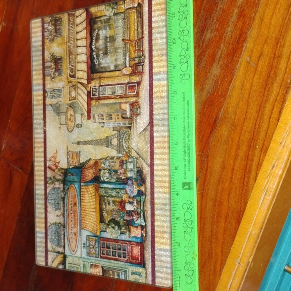 Eiffel Tower 🗼 Cutting Board FRENCH Market GLASS 12" X 8"